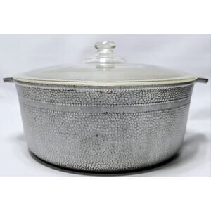 Vtg MELJAX Hammered Pebbled Cast Aluminum 5 Qt Pot Dutch Oven with Glass Lid